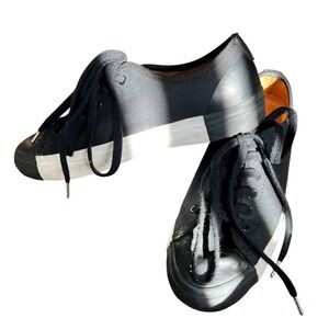 The Office of Angela Scott Black Canvas Sneakers Lace‎ Up Round Toe Women's 7.5
